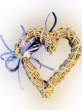 💥Decorative Heart Wreath Ribbon Bow Rustic Door Wall Hanging Farmhouse